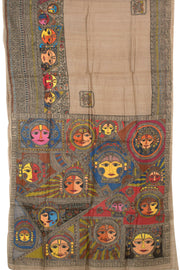 Hand Painted Madhubani Bhagalpur Tussar Silk Saree 10057650