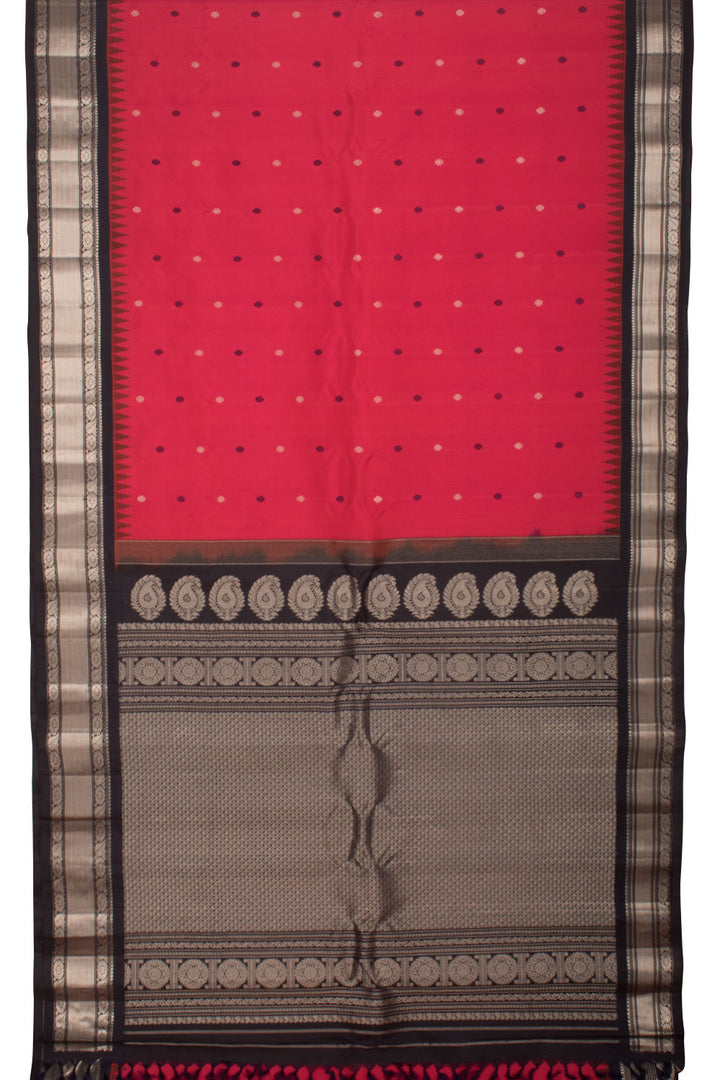 Crimson Gadwal Kuttu Silk Saree 10059396