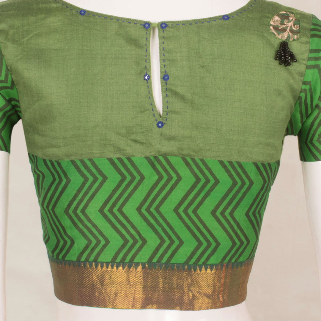 Hand Embroidered Mirror Work Cotton Blouse 10057858