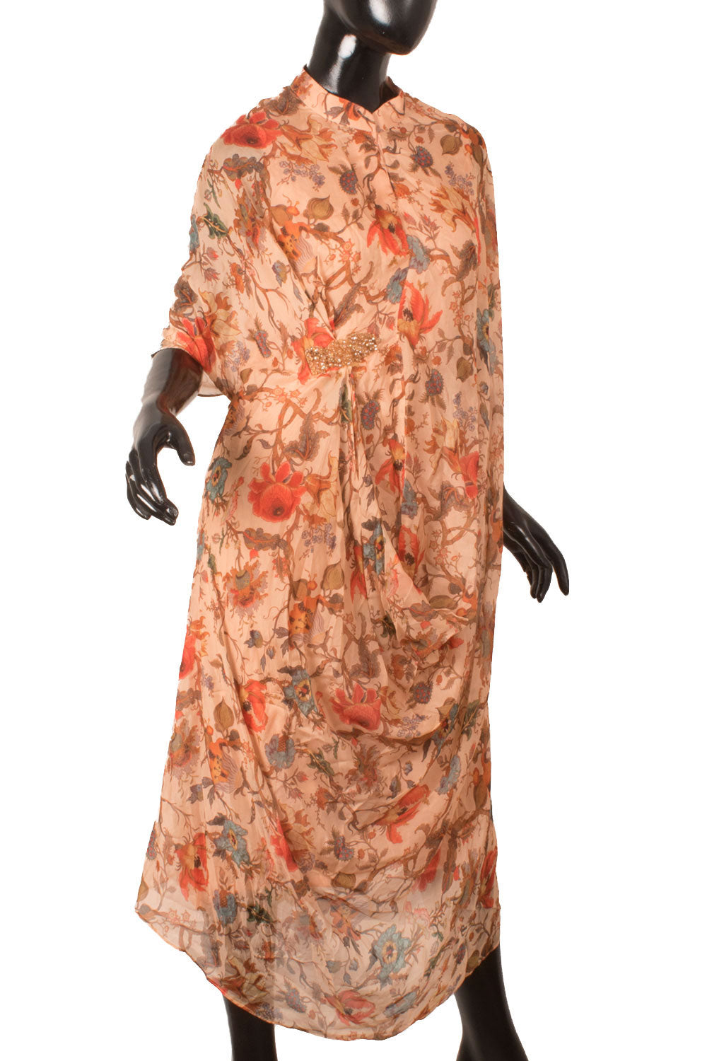 Handcrafted Asymmetrical Digital Printed Silk Dress 10058296