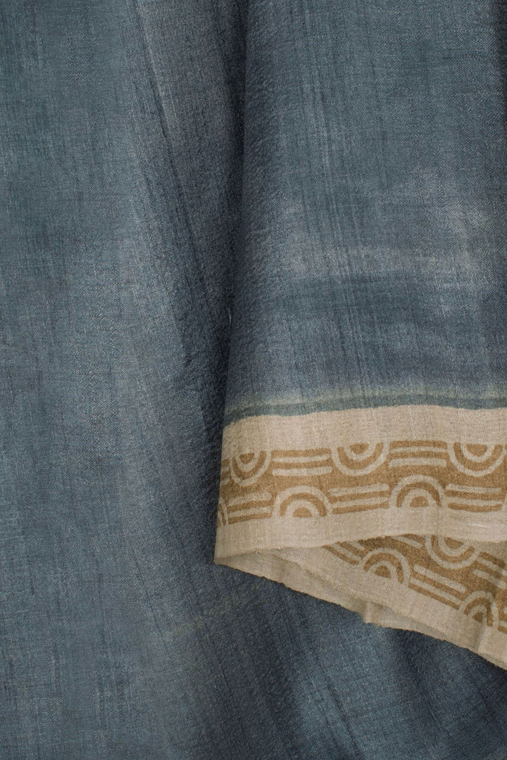 Hand Block Printed Tussar Silk Salwar Suit Material 10058469