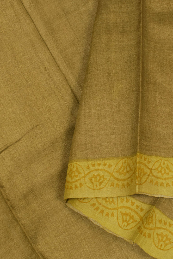 Hand Block Printed Tussar Silk Salwar Suit Material 10058474
