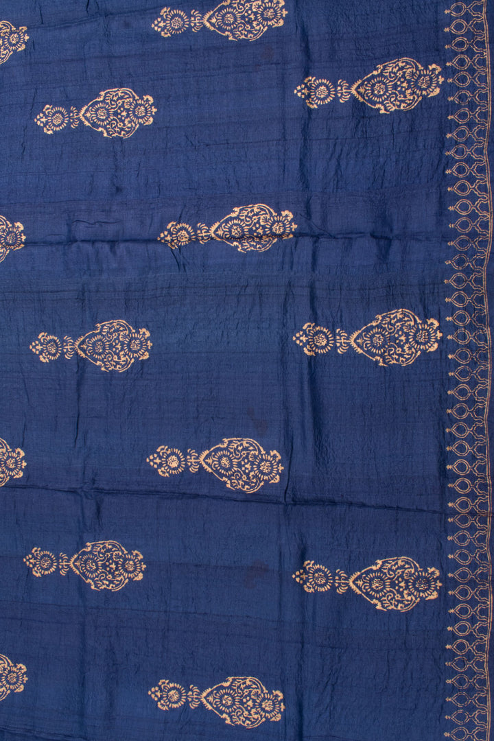 Hand Block Printed Tussar Silk Saree 10059072