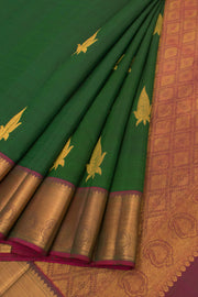 Dark Green Pure Zari Kanjivaram Silk Saree 10059200