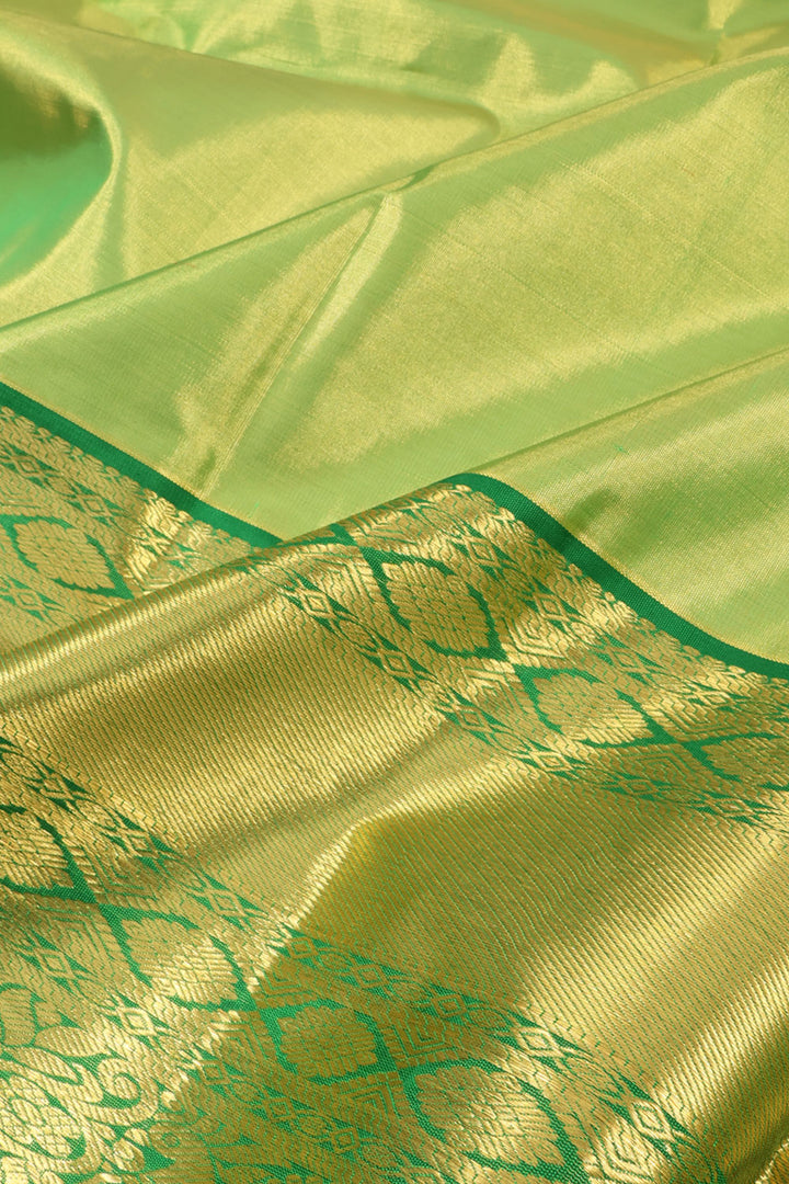 Mango Green Kanjivaram Tissue Pattu Pavadai Material 10059612