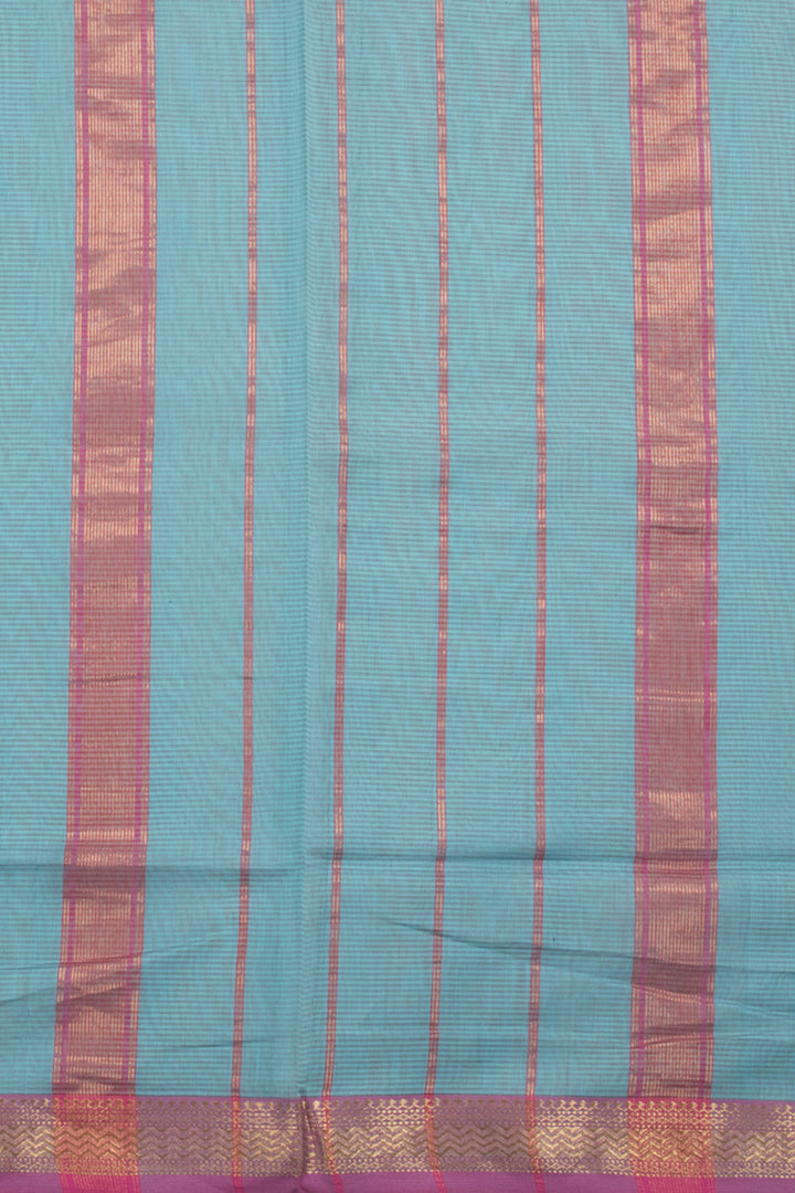 Sky Blue Handloom Maheshwari Silk Cotton Saree 10060478