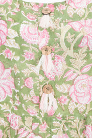 Green Hand Block Printed Cotton Dress 10061609