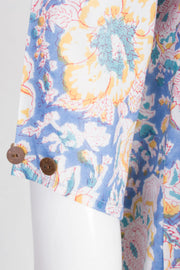 Blue & White Hand Block Printed Cotton A line Dress 10061651