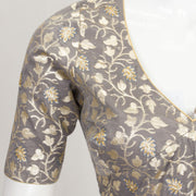 Grey Aari Embroidered Banarasi Silk Cotton Blouse 10062279