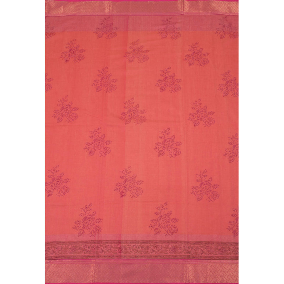 Hand Block Printed Maheshwari Silk Cotton Saree 10054156