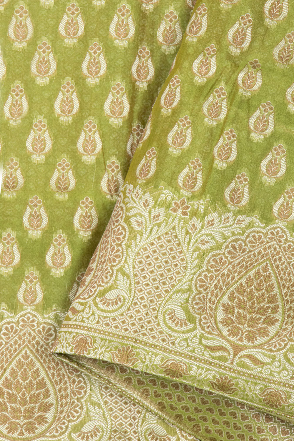 Apple Green Banarasi Cotton Salwar Suit Material 10061162