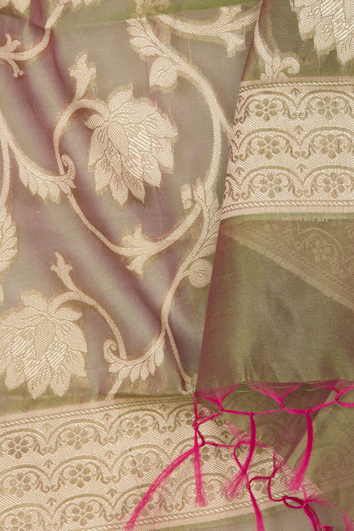 Avocado Green Banarasi Cotton Salwar Suit Material 10061163