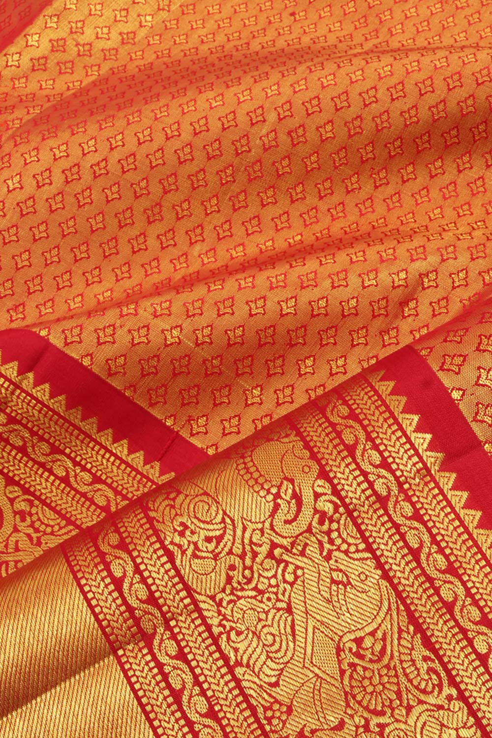 Tea Green Korvai Kanjivaram Tissue Pattu Pavadai Material 10059618