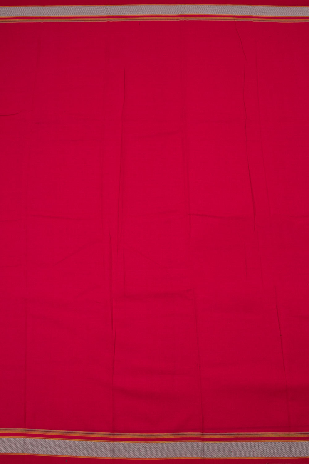 Dark Pink Handwoven Solapur Cotton Saree 10060182