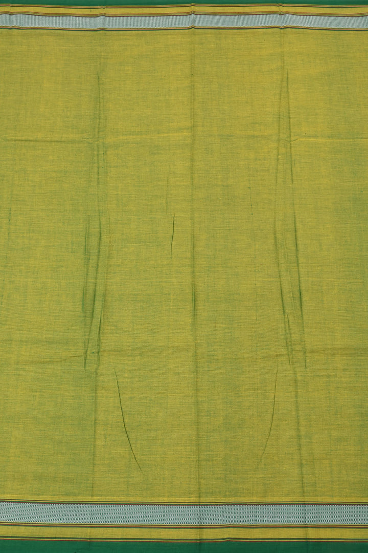 Farm Green Handwoven Solapur Cotton Saree 10060201