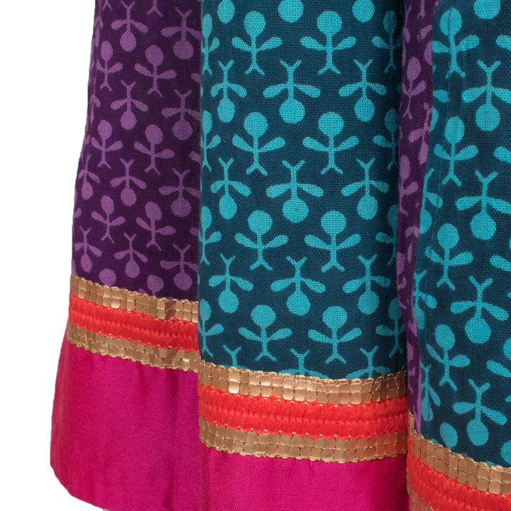 Hand Block Printed Kalidar Cotton Skirt 10055173