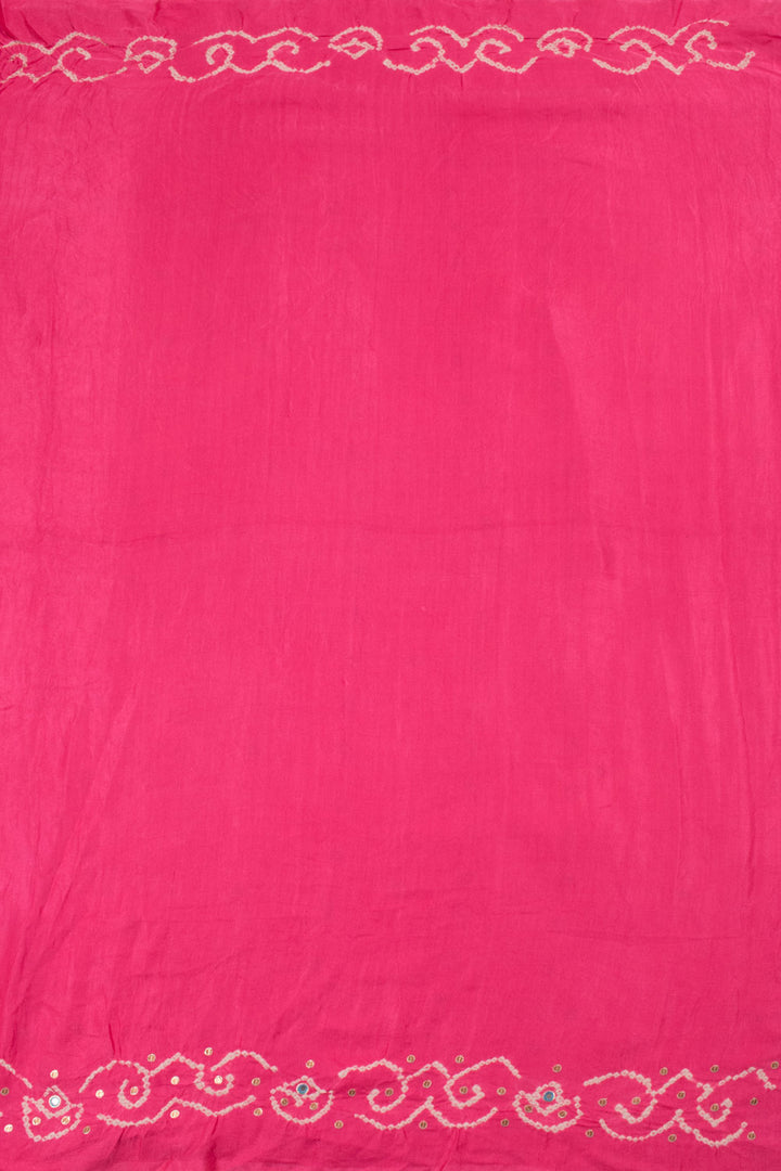 Pink Handcrafted Bandhani Gajji Silk Saree 10059603