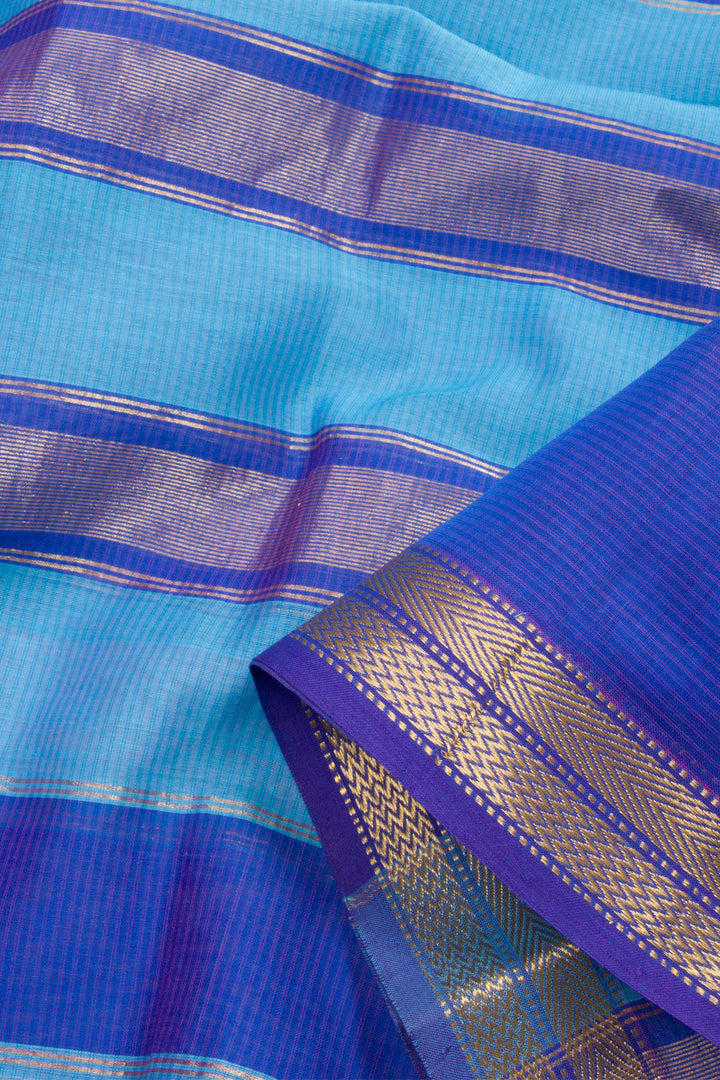Blue Maheshwari Silk Cotton 3 pc Salwar Suit Material 10062197