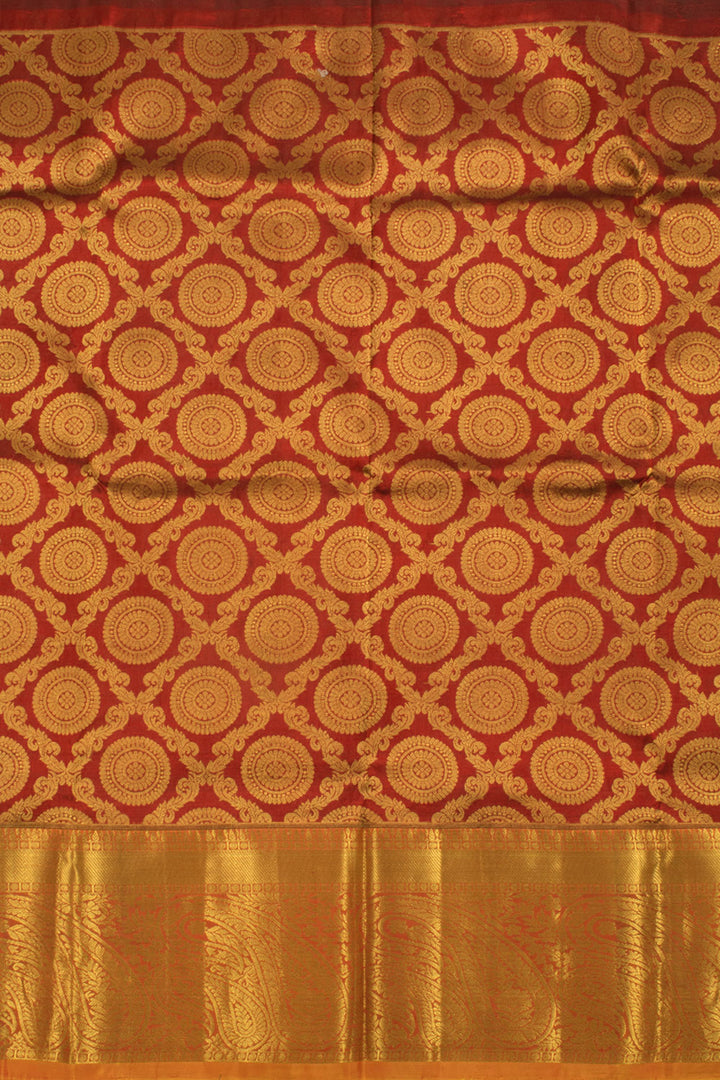 5 to 9 Year Size Pure Zari Kanjivaram Silk Pattu Pavadai Material 10058073