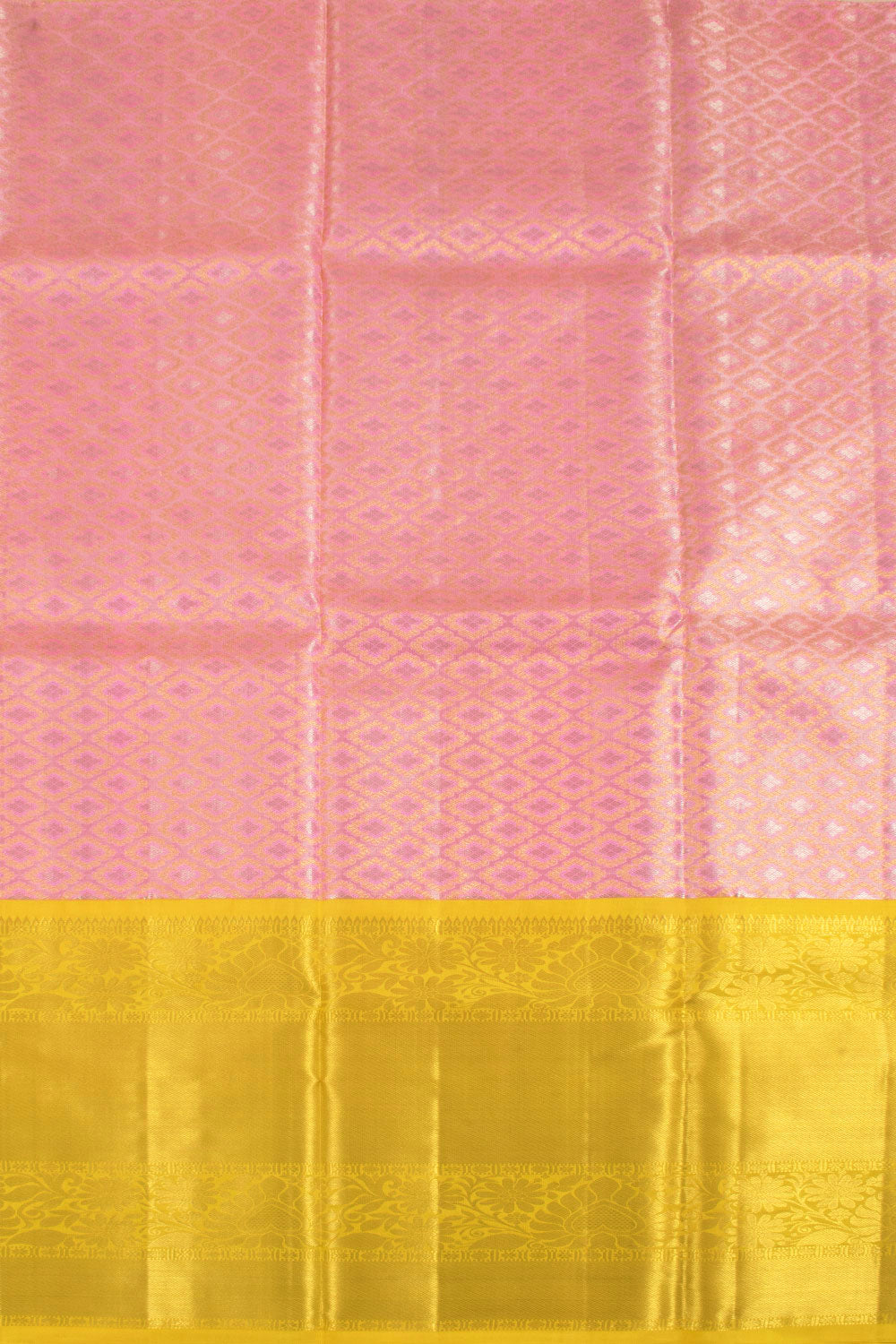 Rose Pink Pure Zari Korvai Kanjivaram Tissue Silk Pattu Pavadai Material 10058087