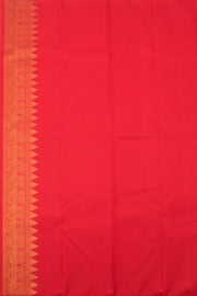 Ananda Blue Korvai Kanjivaram Pure Zari Handloom Silk Saree with Kodi Paravai Pattern and Contrast Chilli Red Border 10058738