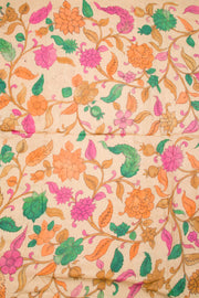 Magenta Pen Kalamkari Bandhani Tussar Silk Saree 10060137