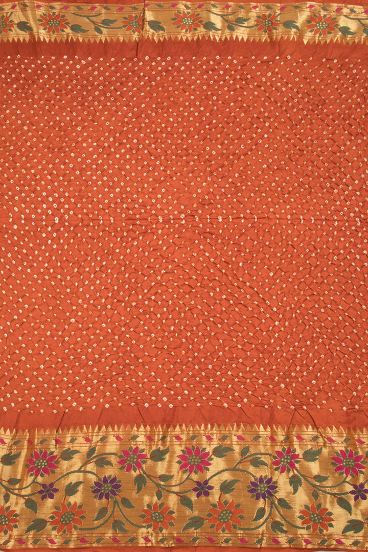 Desert Brown Kanjivaram Pure Silk Bandhani Saree 10060150