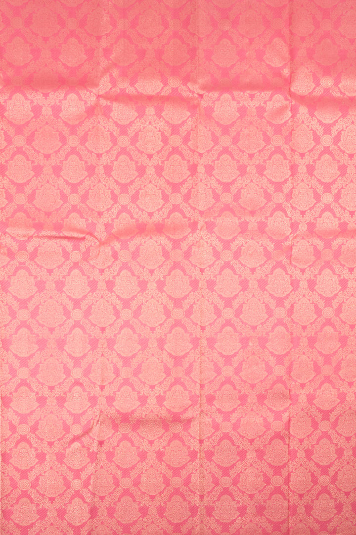 Pinkish Beige Pure Zari Borderless Jacquard Kanjivaram Silk Saree 10060098
