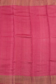 Beige and Black Hand Block Printed Tussar Silk Saree 10059324