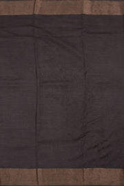 Lead Blue Hand Block Printed Tussar Silk Saree 10059326