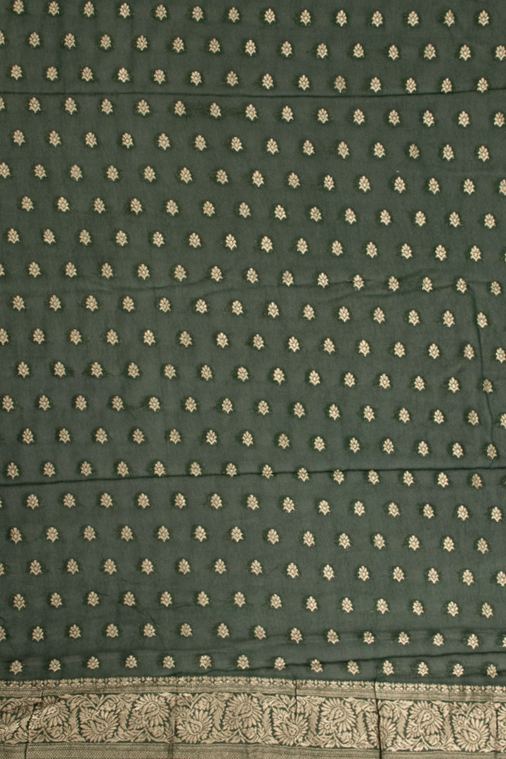 Dark Green Handloom Banarasi Georgette Saree 10061112