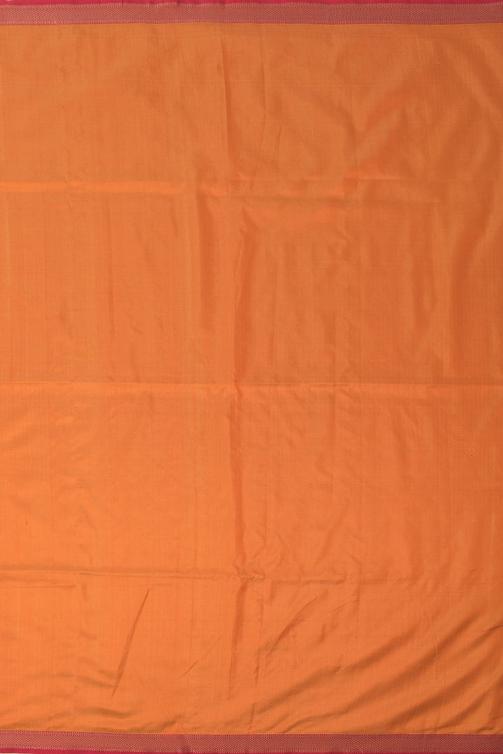Orange Peel Handloom Maheshwari Silk Cotton Saree 10059556