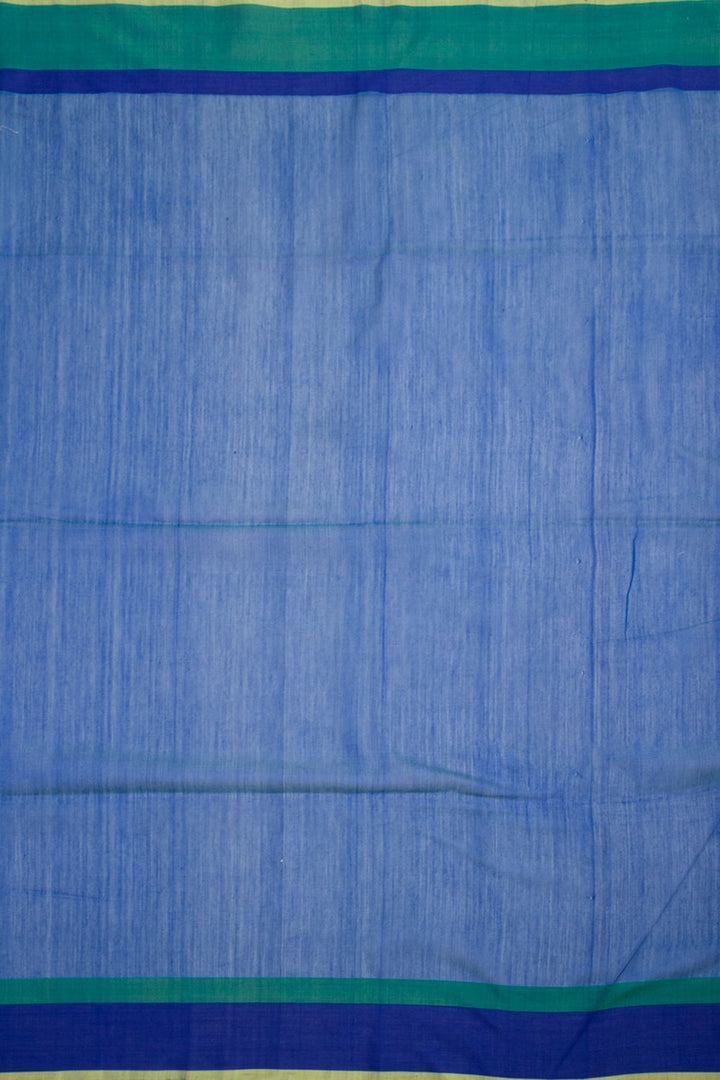 Sky Blue Hand Block Printed Maheshwari Silk Cotton Saree 10061006