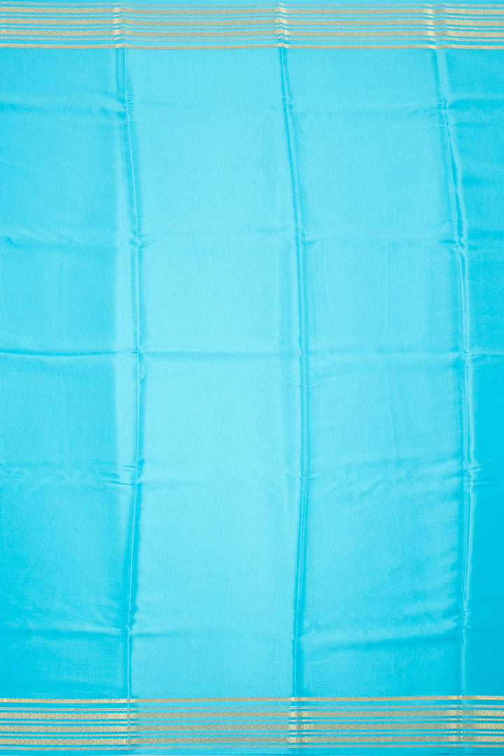 Deep Sky Blue Mysore Crepe Silk Saree 10060239