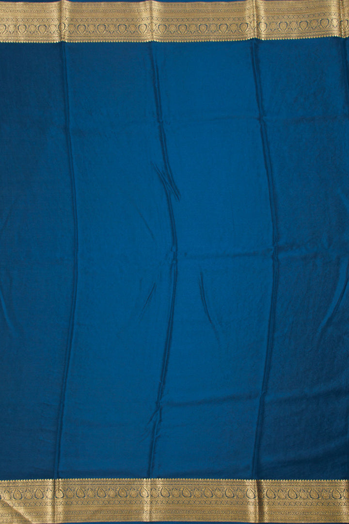 Teal Blue Mysore Crepe Silk Saree 10060496