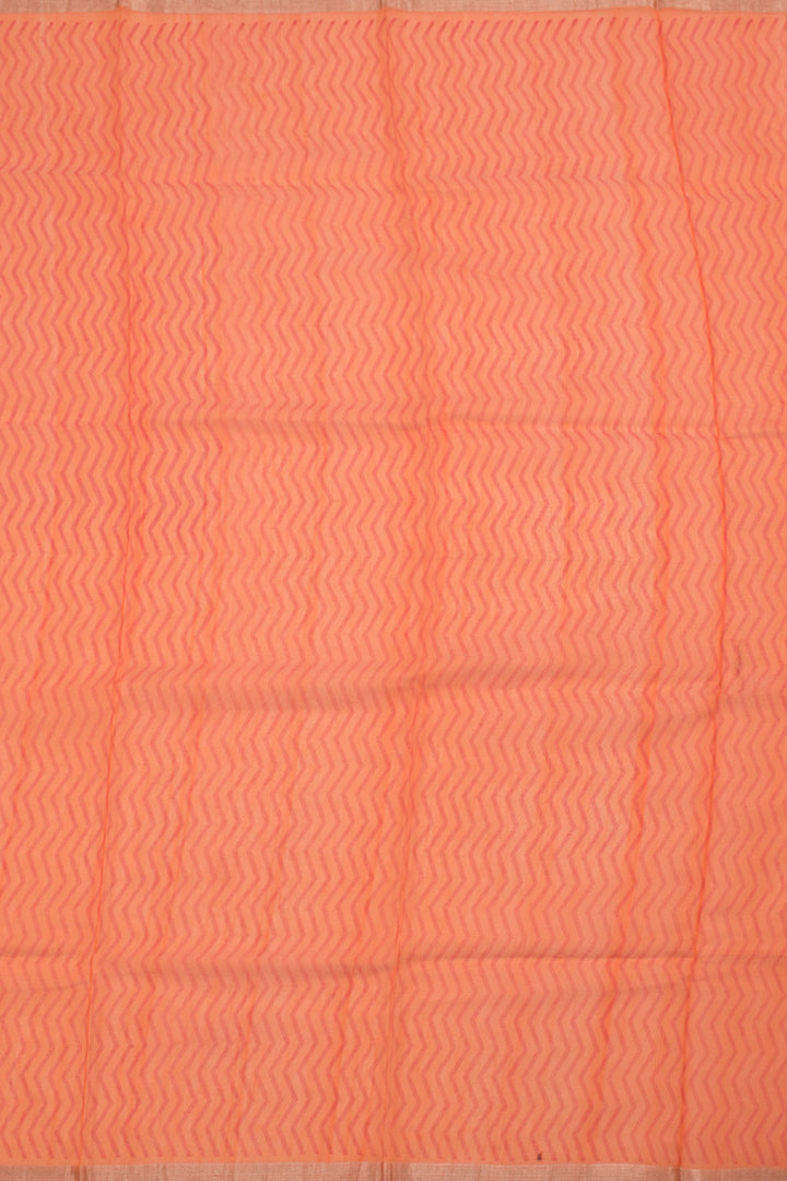 Safety Orange Printed Chanderi Silk Cotton Saree 10059686