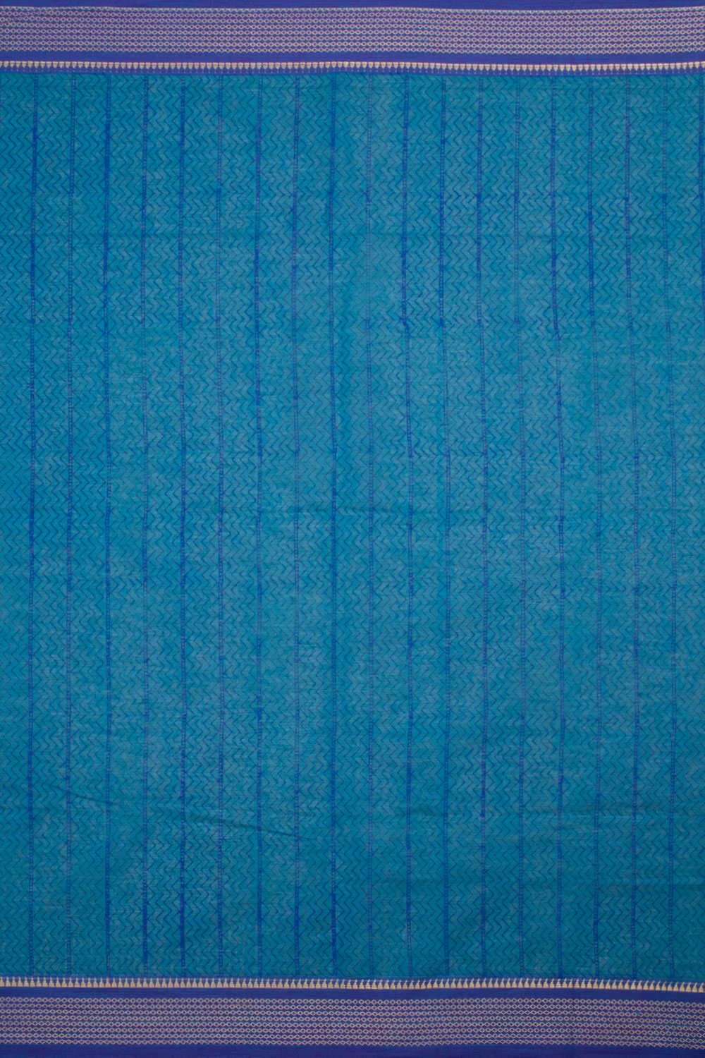 Blue Hand Block Printed Cotton Saree 10061946