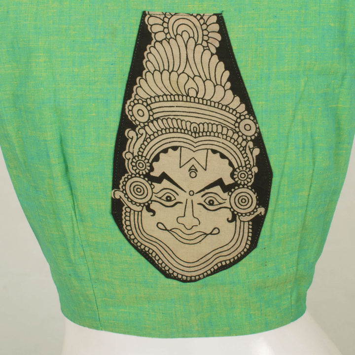 Handloom Cotton Blouse with Kathakali Face Applique 10055111