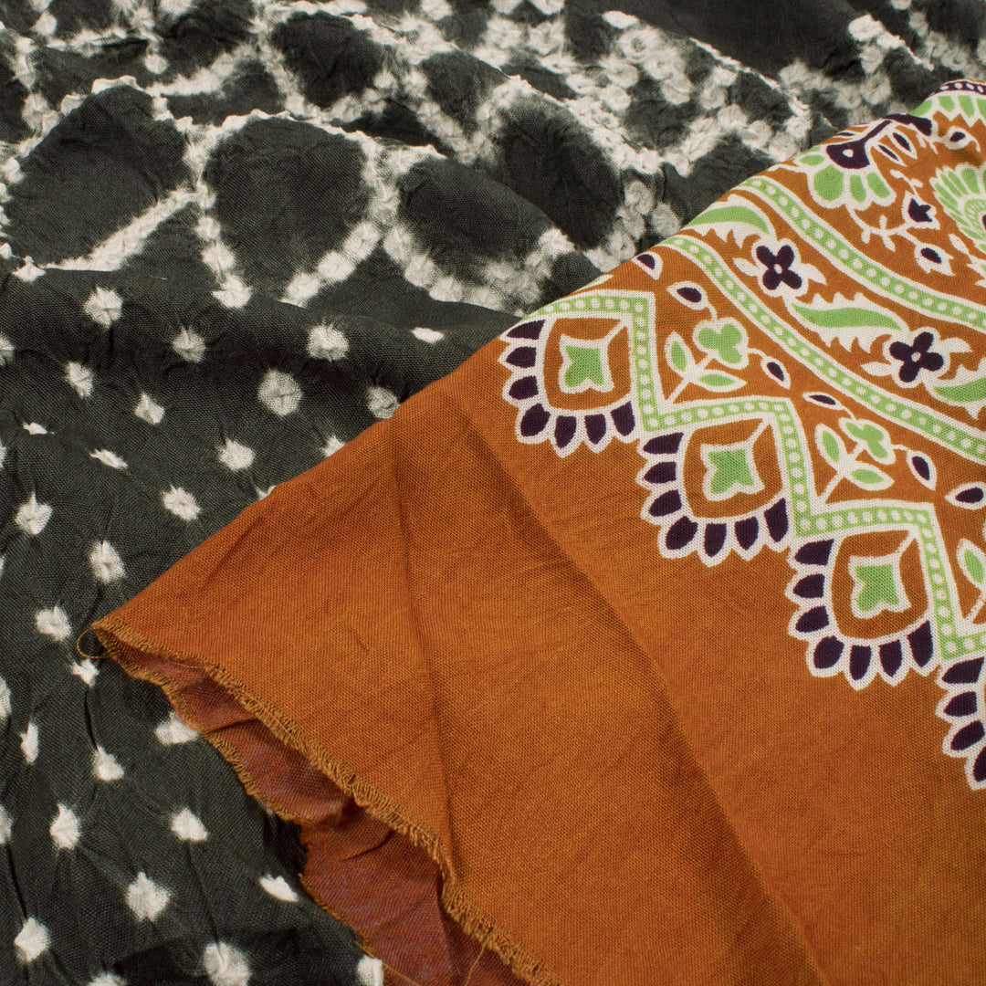 Hand Block Printed Bandhani Cotton Salwar Suit Material 10055029
