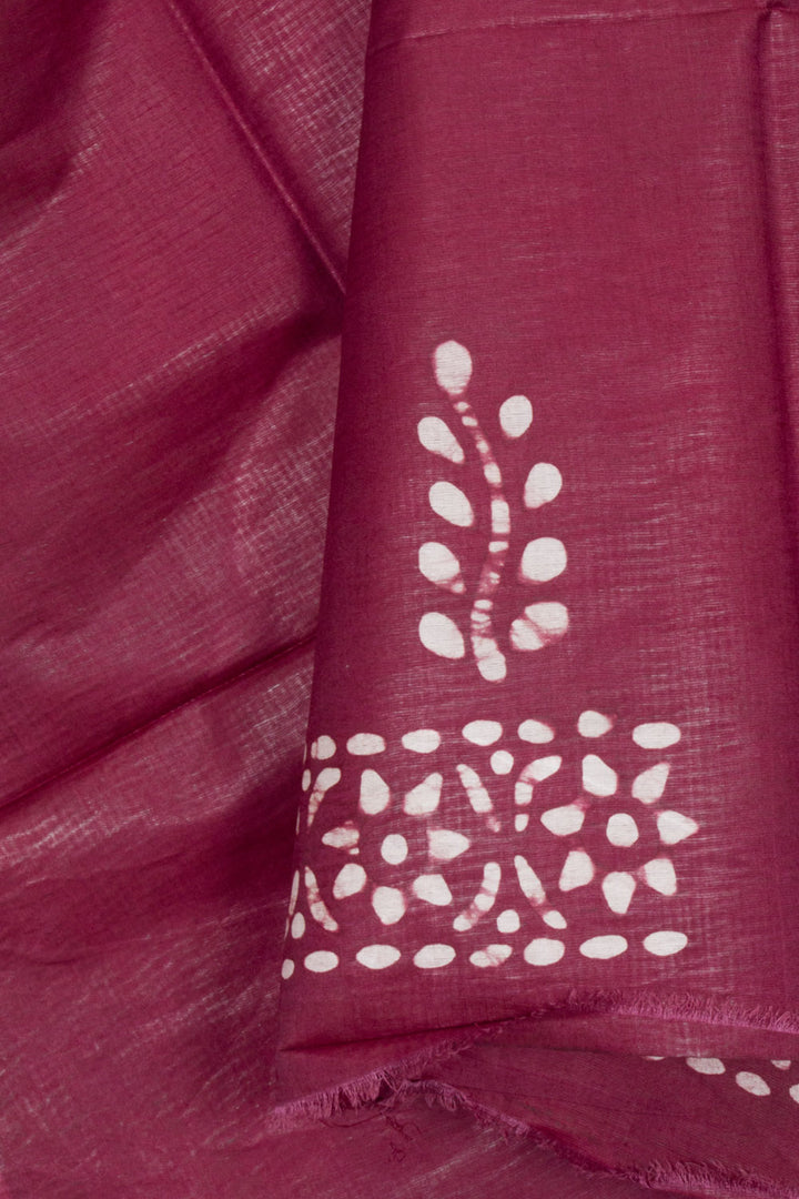 Violet Batik Printed Linen Cotton Salwar Suit Material 10062245