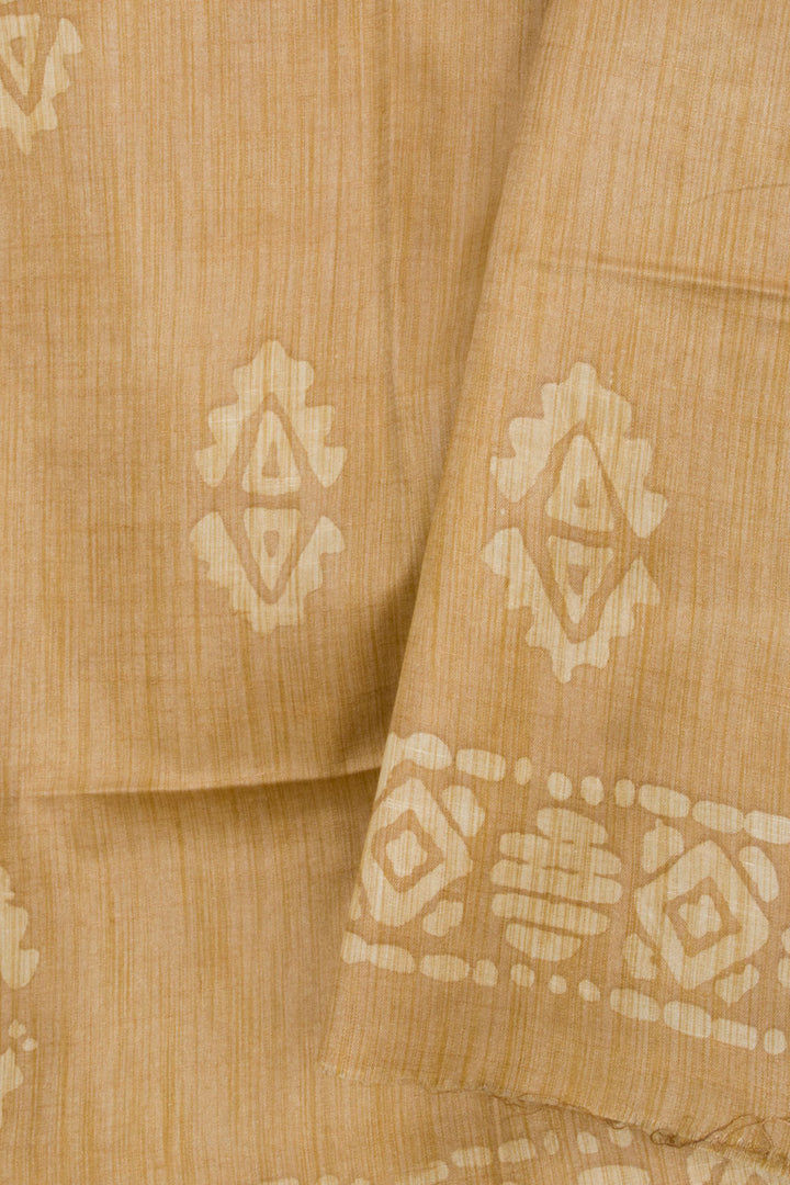 Beige Batik Printed Linen Cotton Salwar Suit Material 10062248