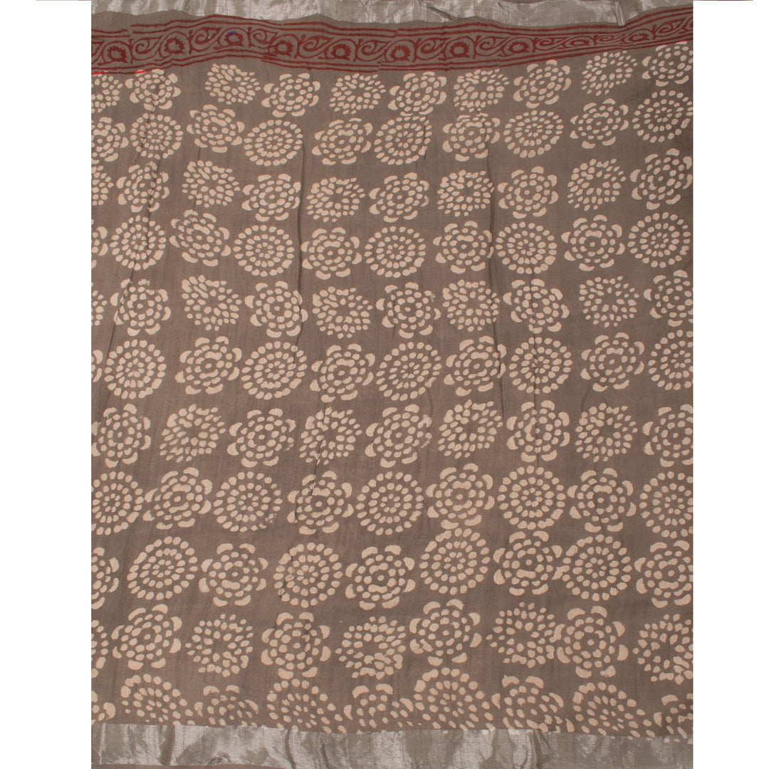 Dabu Printed Linen Cotton Saree 10053646