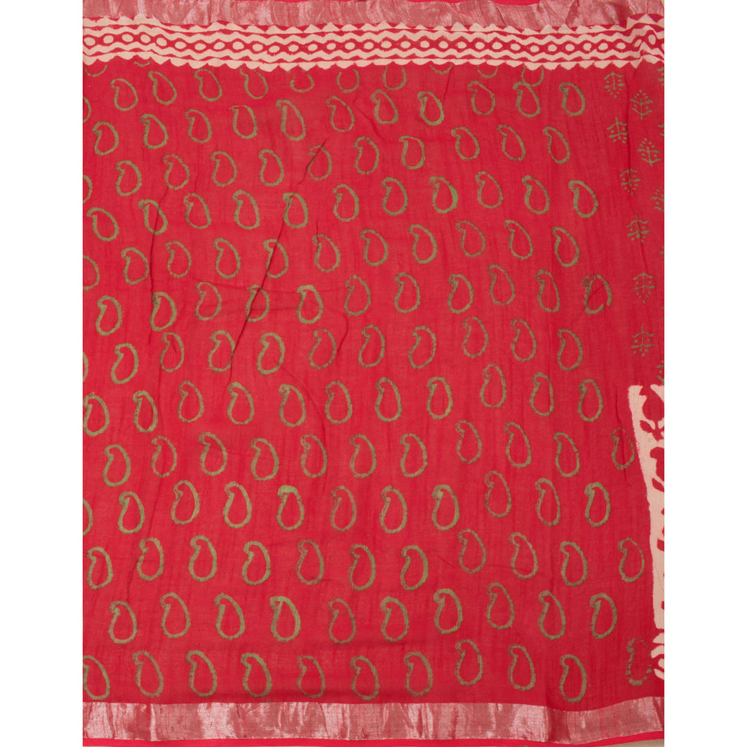 Dabu Printed Linen Cotton Saree 10053650