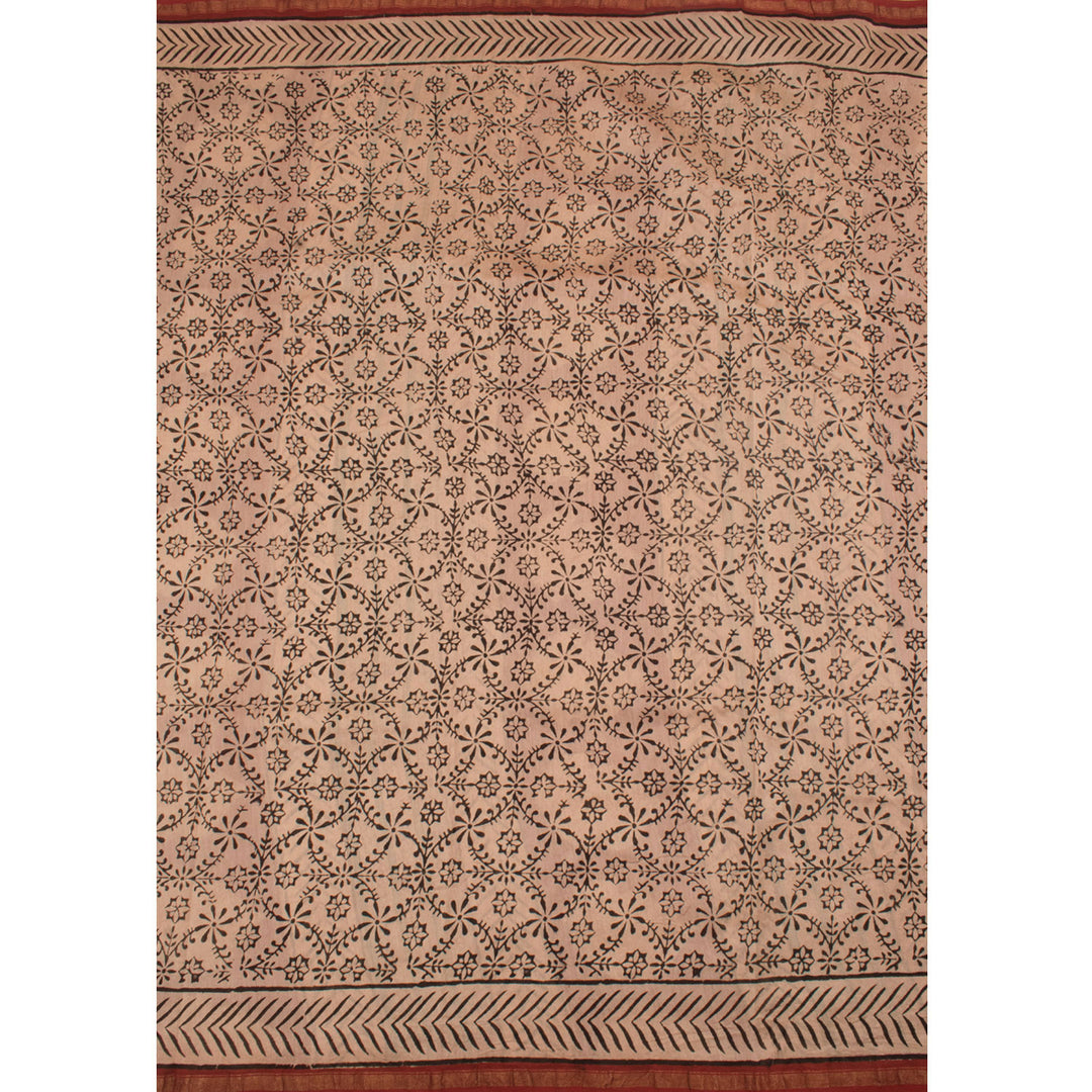 Hand Block Printed Chanderi Silk Cotton Saree 10055995