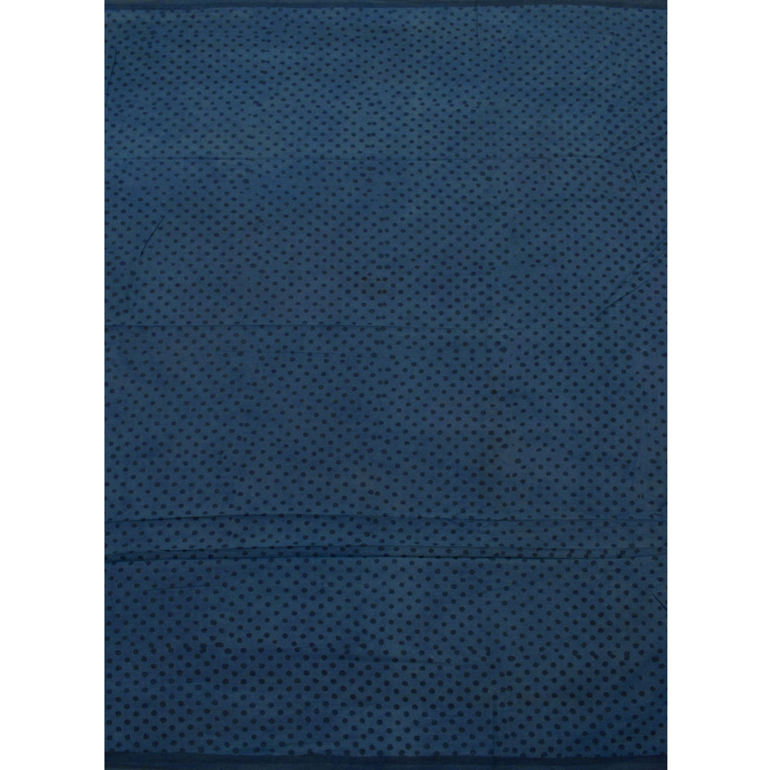 Hand Block Printed Indigo Cotton Saree 10054473