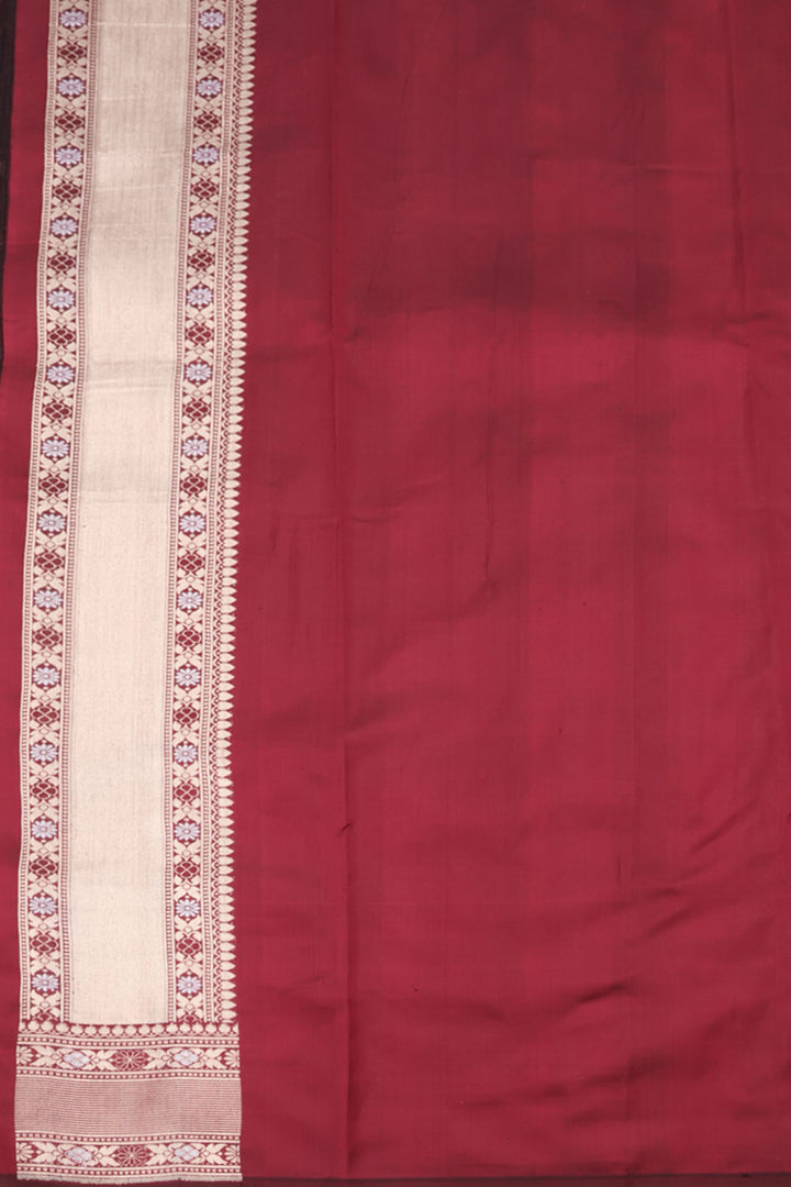 Burgundy Handloom Banarasi Katan Silk Saree 10059745