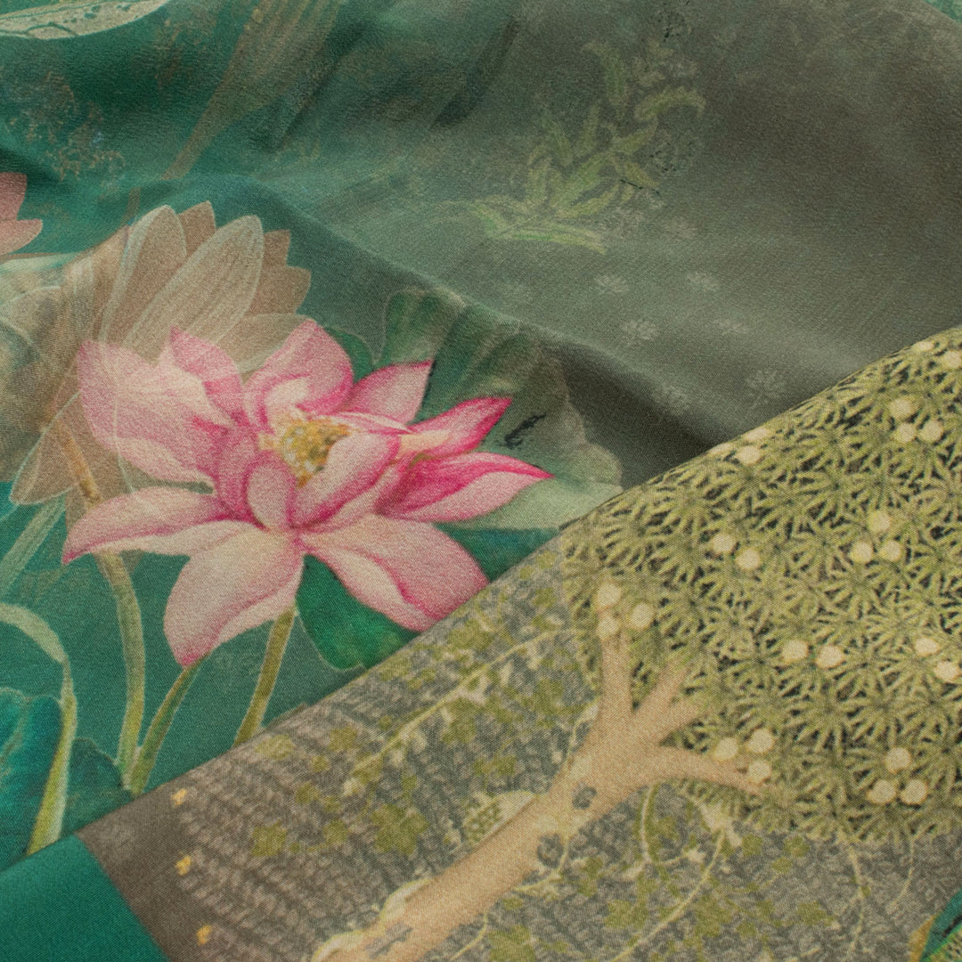 Screen Printed Crepe Silk Salwar Suit Material 10056209
