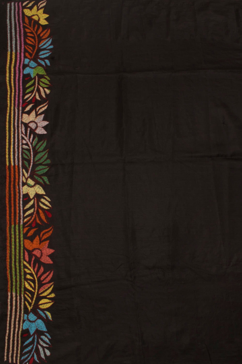 Half and Half Kantha Embroidered Silk Saree 10058459