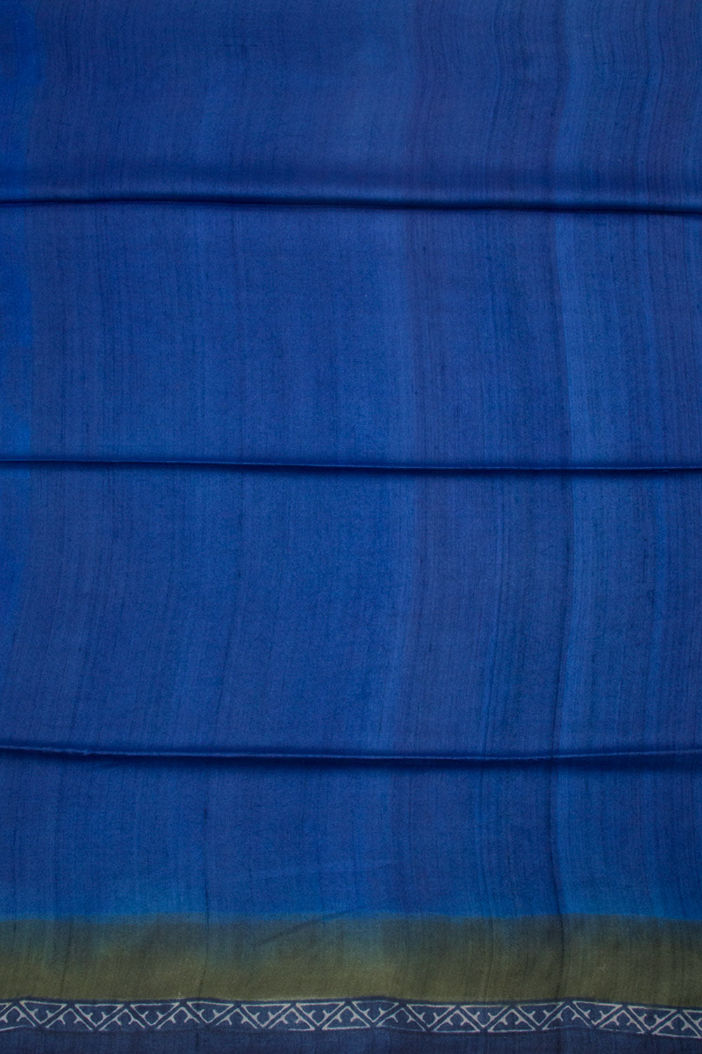 Blue Hand Block Printed Tussar Silk Saree 10061850