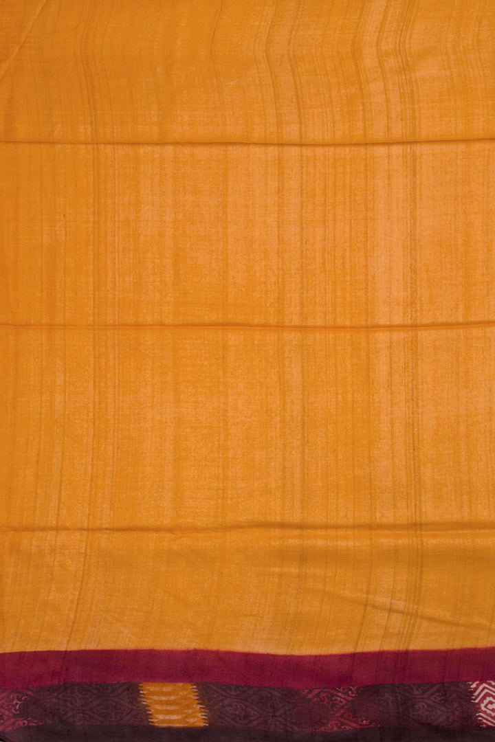 Orange Hand Block Printed Tussar Silk Saree 10061851
